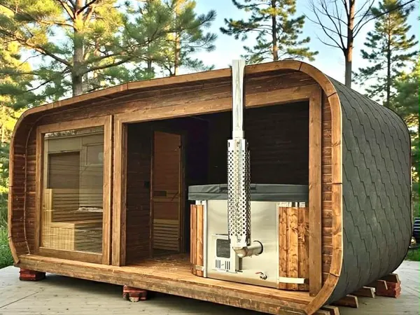 6 személyes ELEKTROMOS LUX GOLD THERMOWOOD 2 in 1 szauna + dézsafürdő kombó