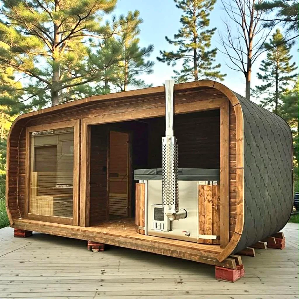 6 személyes ELEKTROMOS LUX GOLD THERMOWOOD 2 in 1 szauna + dézsafürdő kombó